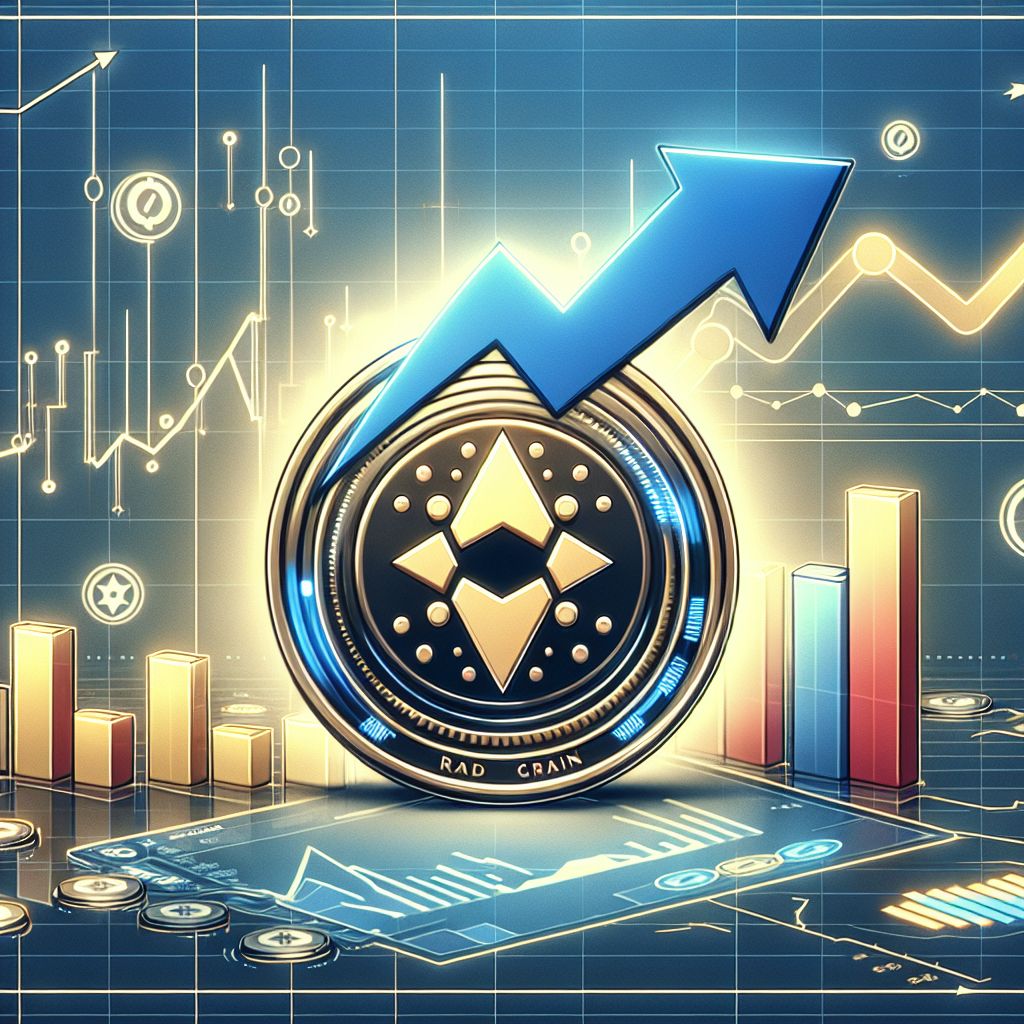 Cardano coin on chart at support with rising arrows indicating rebound