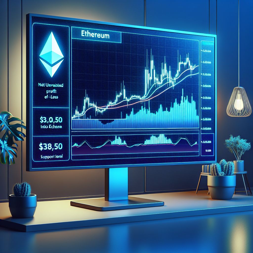 Gráfico de Ethereum mostrando NUPL, fluxos em exchanges e suportes