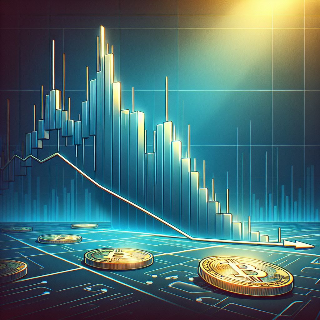Gráfico de velas mostrando queda acentuada e volatilidade em altcoins