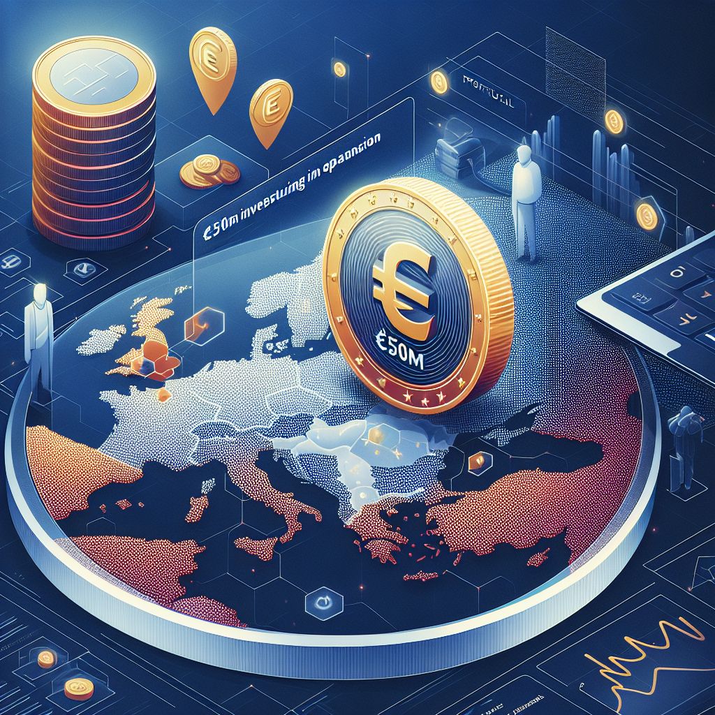 Moneda digital sobre mapa de Europa con Portugal resaltado