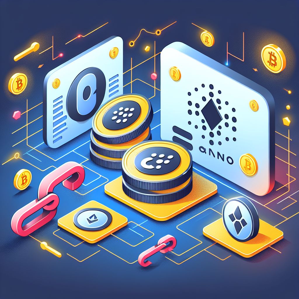 Węzły Cardano, rozdzielony łańcuch, ikona AI i symbol szybkiego przywrócenia