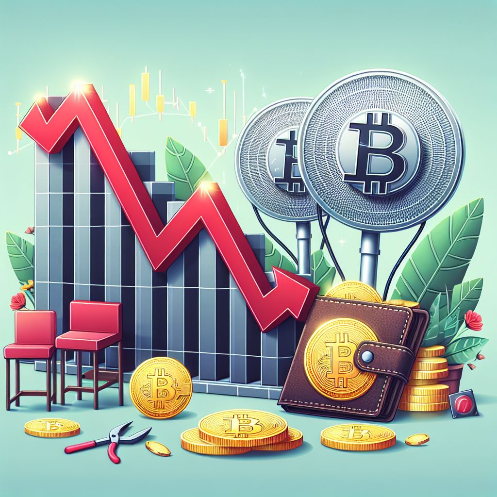 Czerwony spadkowy wykres BTC i puste portfele górników