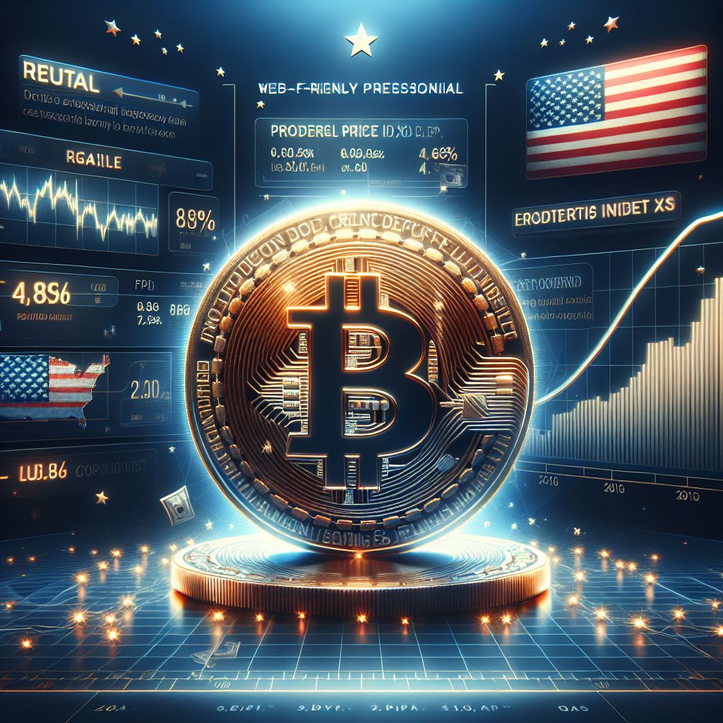 Bitcoin coin amid US flag, economic charts labeled retail, PPI, claims