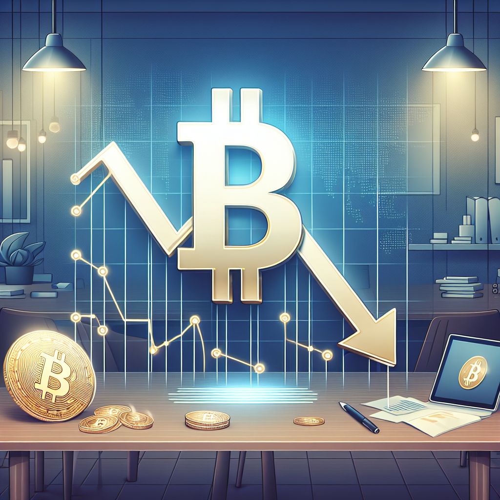 Símbolo do Bitcoin sobre gráfico descendente indicando perda bilionária