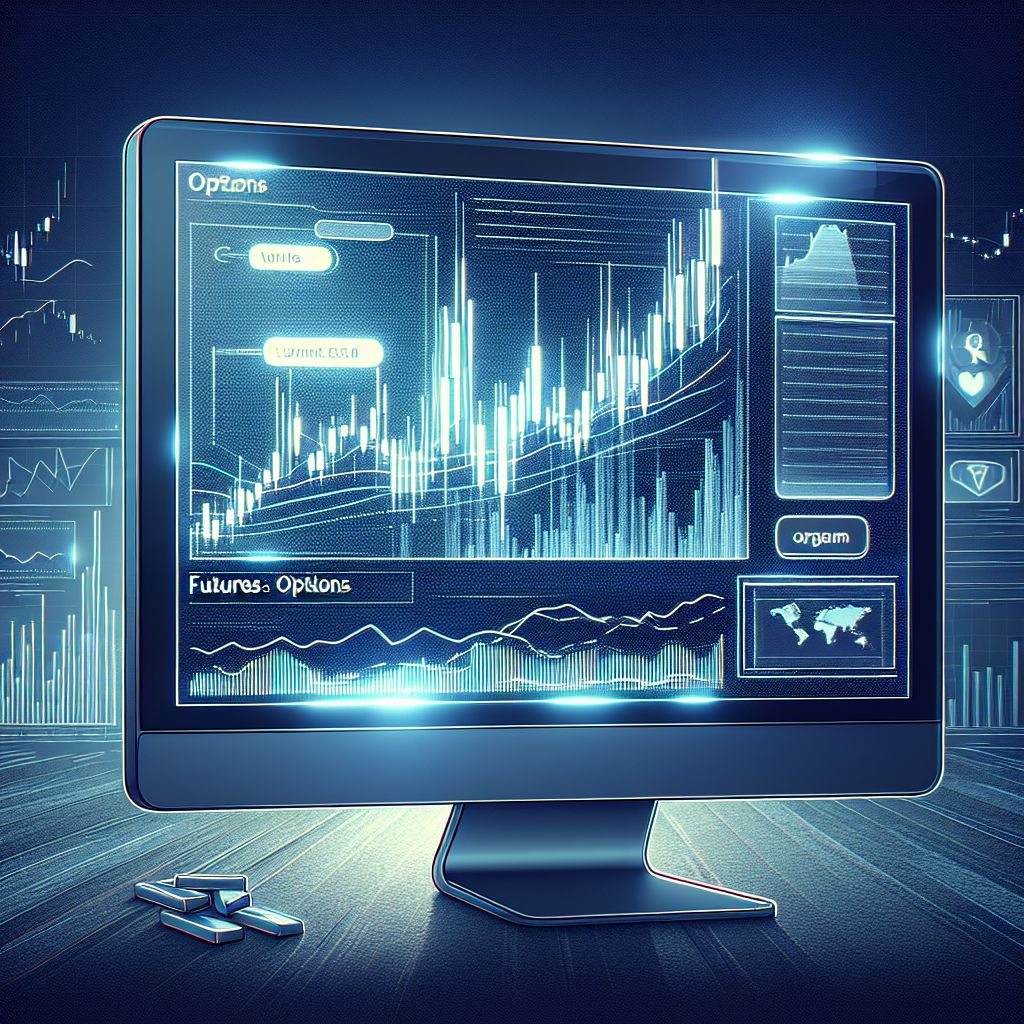 Pantalla con gráficos de futuros y opciones mostrando alta volatilidad