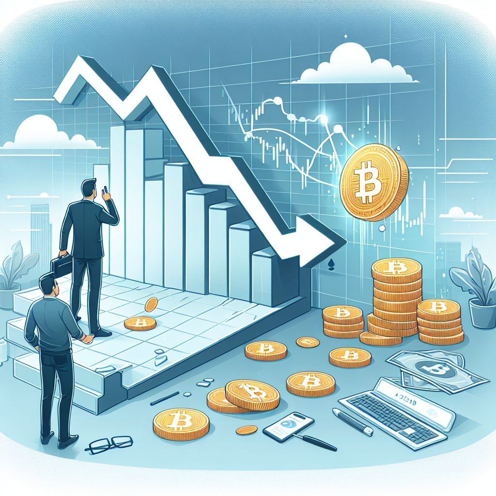 Spadający wykres Bitcoina, inwestor rozważa akumulację i strategię