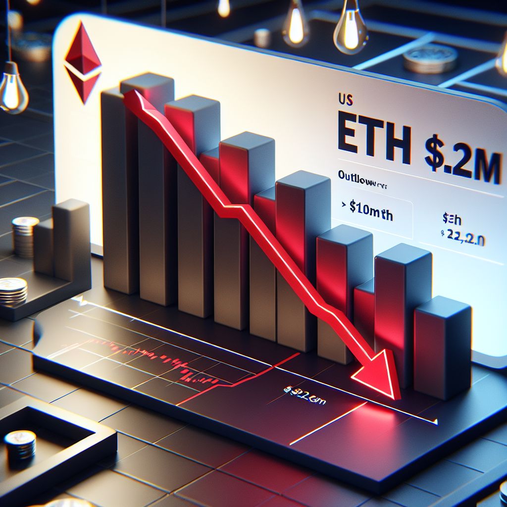 US ETH ETF $2.2M daily outflow shown as red downward bar