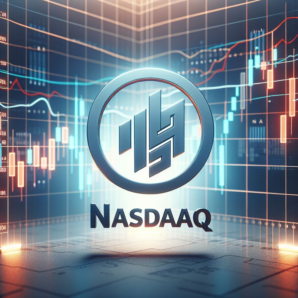 Logotipos del exchange surcoreano y Nasdaq sobre gráficos financieros