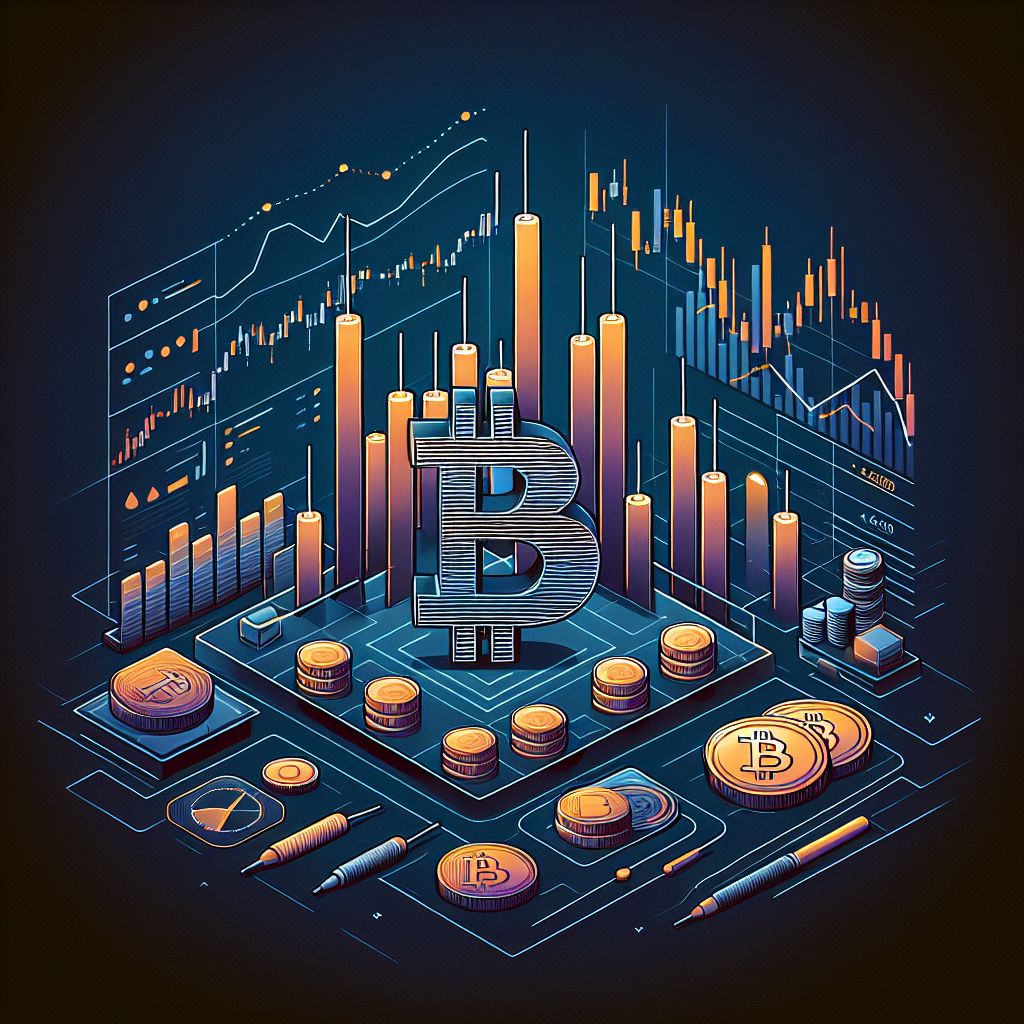 Graphique de Bitcoin avec chandeliers, volumes et lignes d'analyse technique