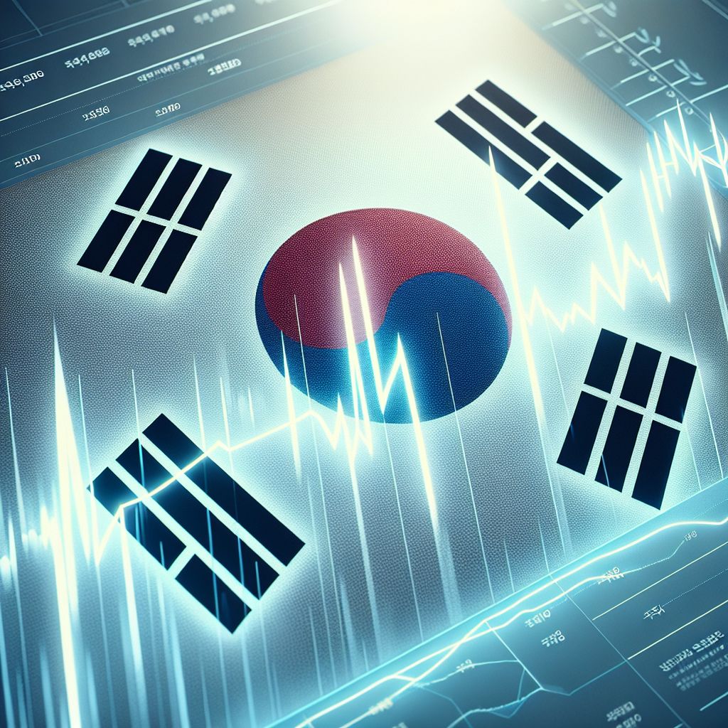 Gráfico do XRP sobreposto à bandeira da Coreia do Sul
