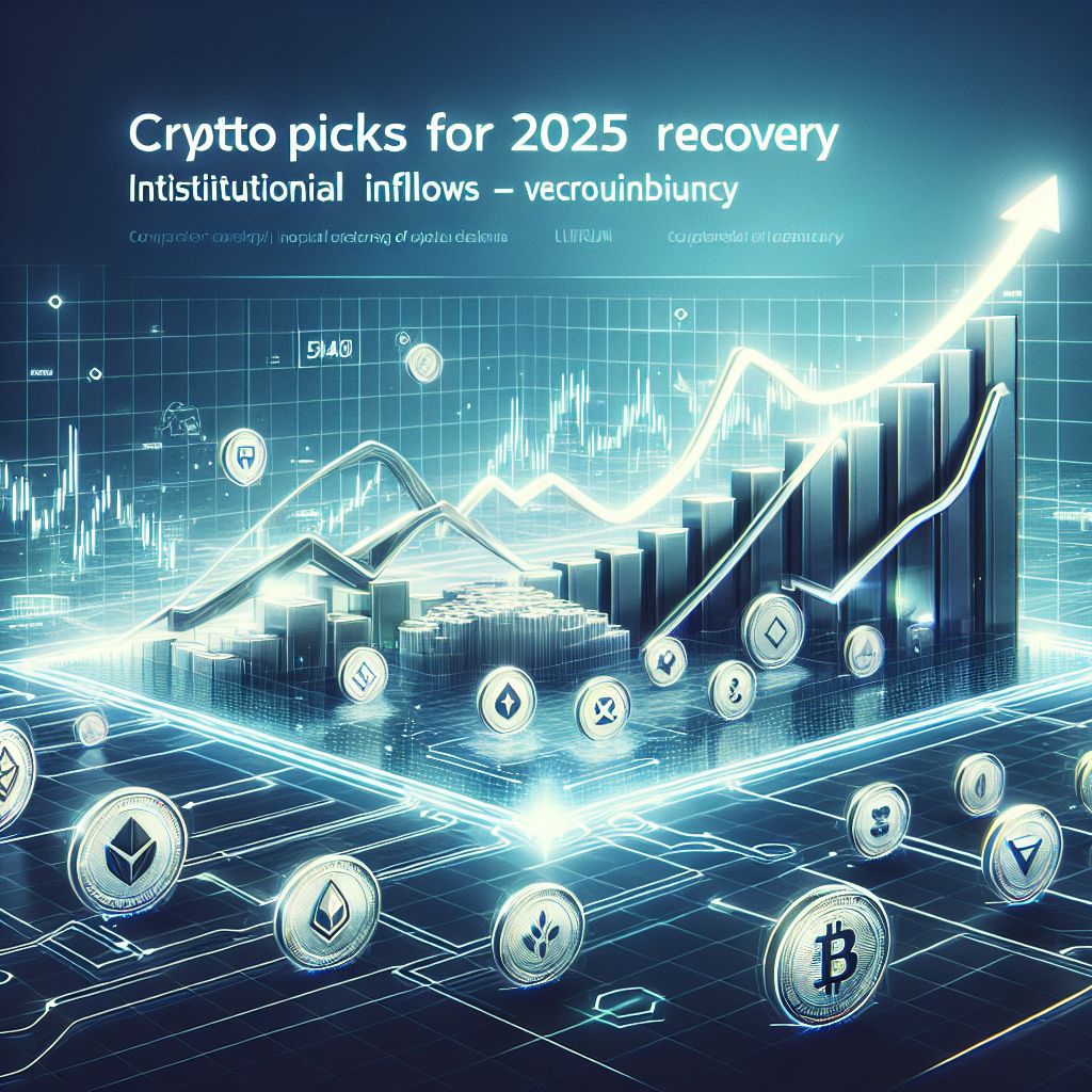 2025 crypto recovery chart with institutional inflows and DeFi icons