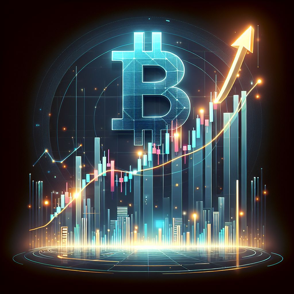 Gráfica de velas de Bitcoin con flecha ascendente hacia 100–120K