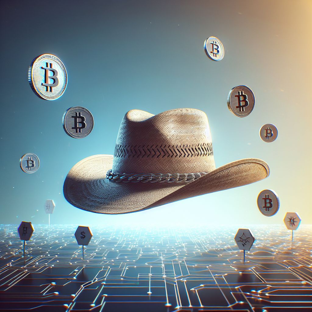 قبعة تقليدية تتحول إلى رموز NFT على خلفية بلوكشين