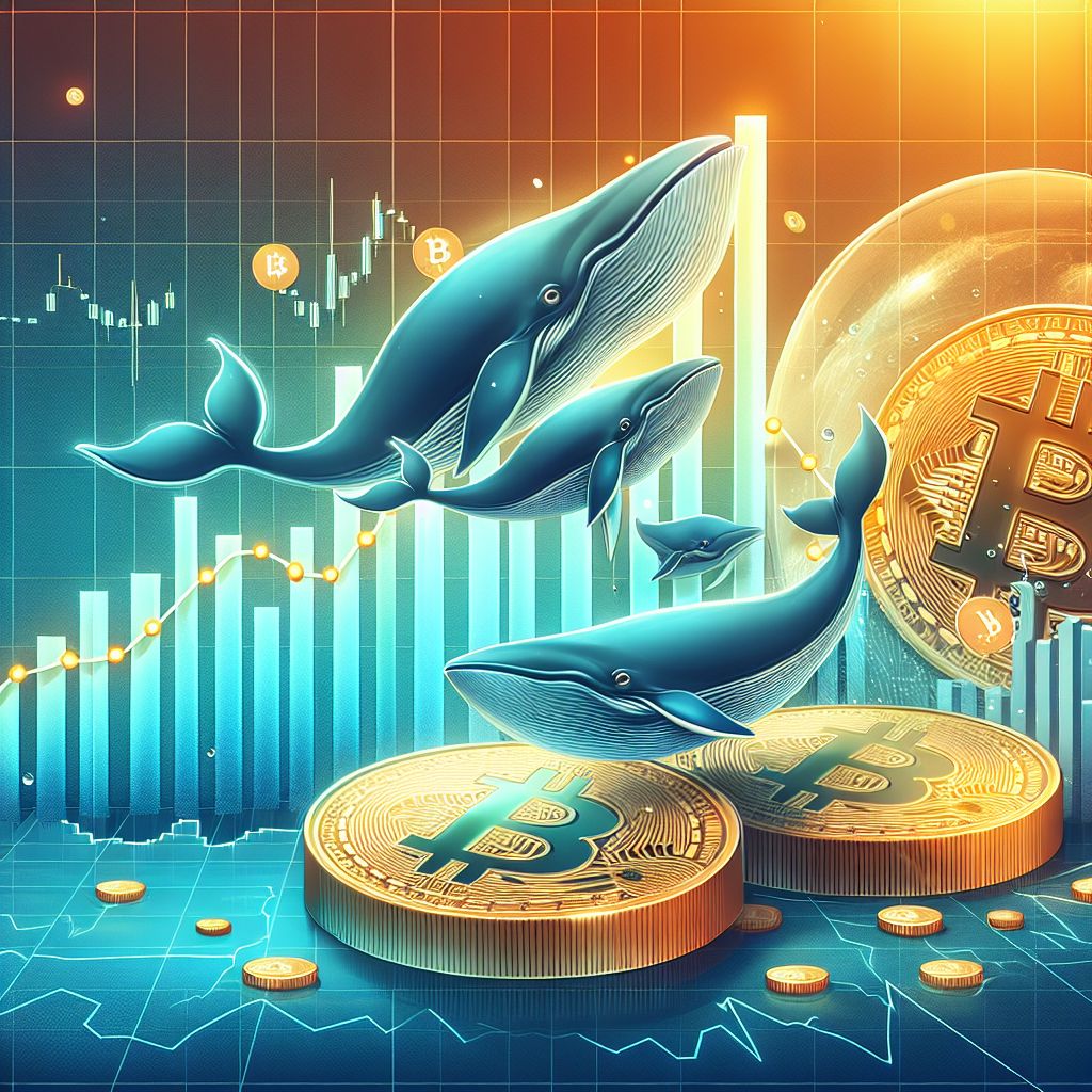 مخطط سعر بيتكوين مع رموز حيتان تشير لضغوط بيعية