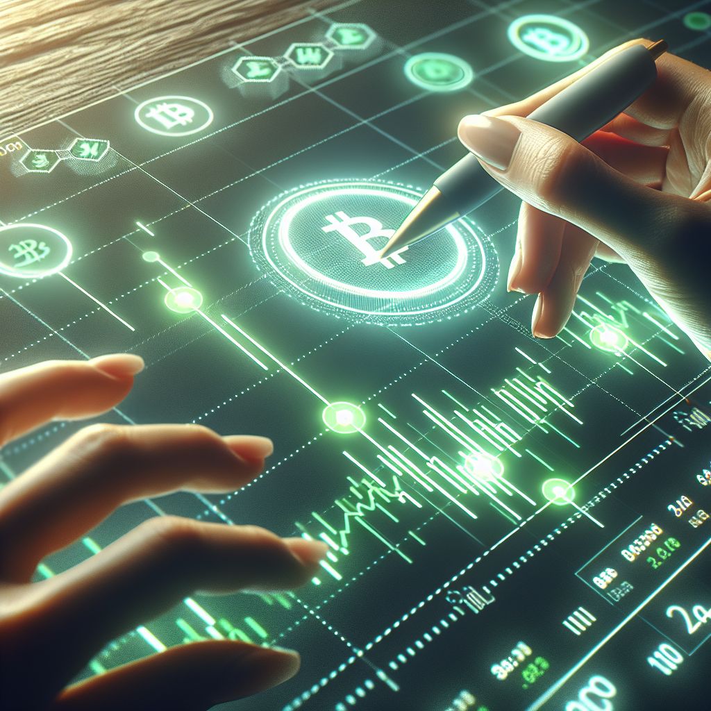 शेयरधारक चार्ट पर हरे बिंदु और रेखा—बिटकॉइन खरीद संकेत