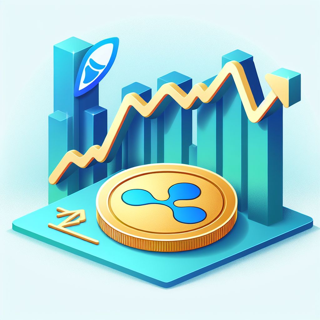 Logo BlackRock à côté d'une pièce XRP stylisée et courbe de marché