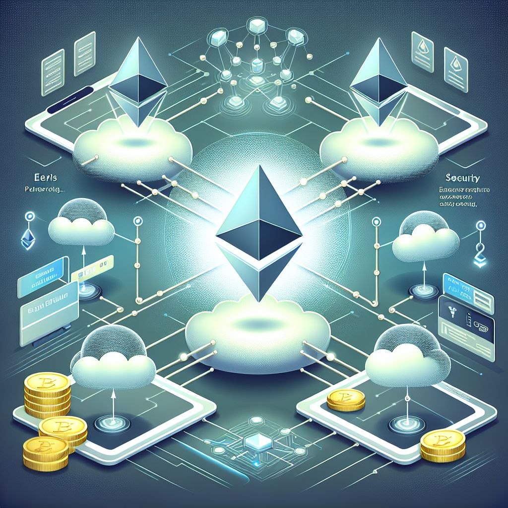 Ethereum Fusaka upgrade: PeerDAS nodes exchanging compact blobs, rollup and security icons