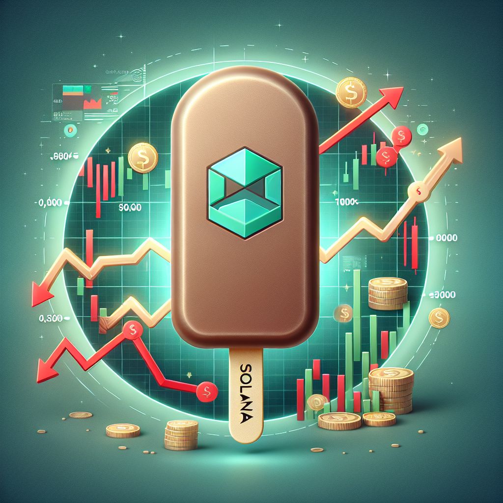 Solana logo with volatile fund-flow chart and red-green arrows