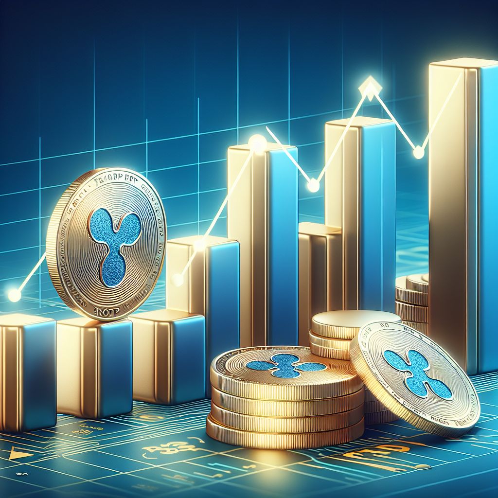 XRP coins and ascending bar chart showing $874M inflows, 13-day streak