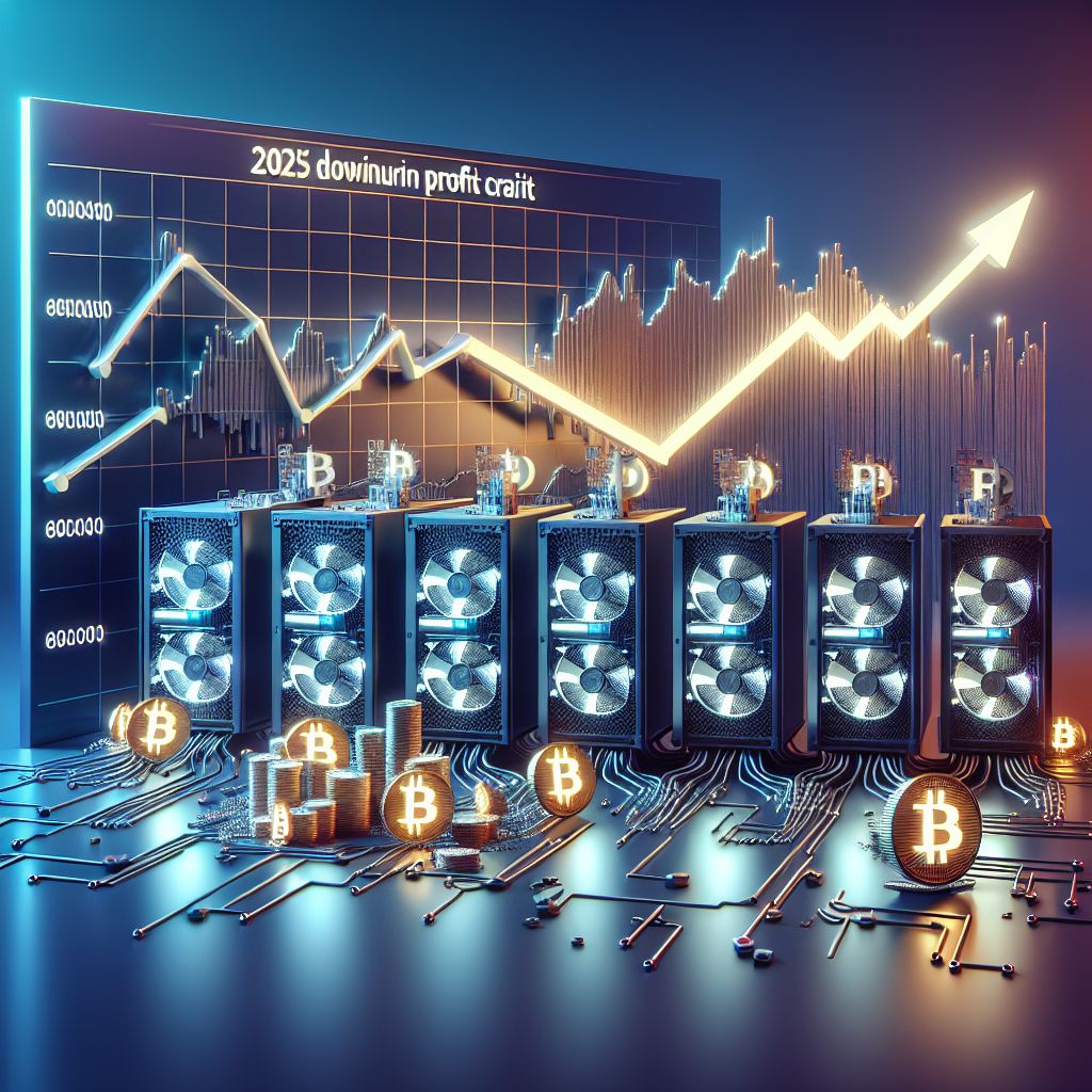 Bitcoin mining rigs repurposed into GPU AI servers beside declining profit chart