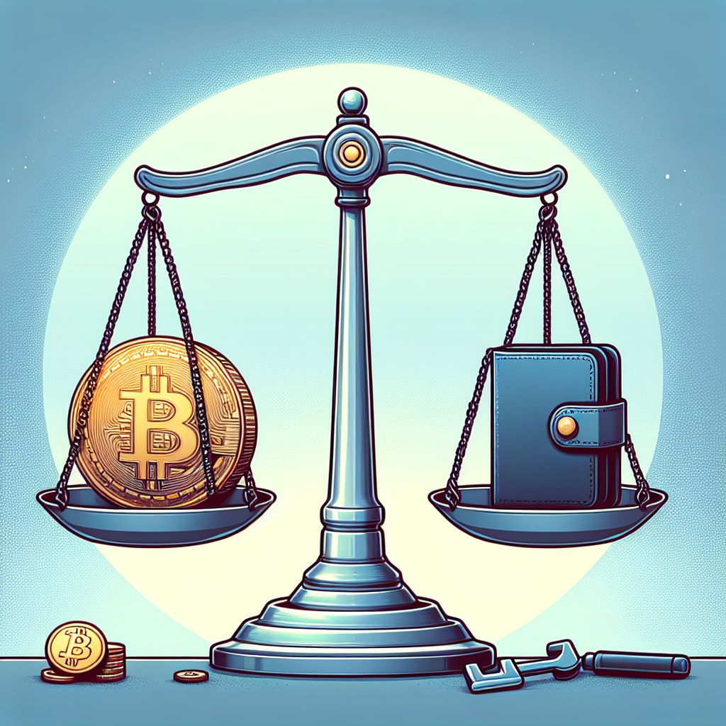 Scales balancing Bitcoin ETF and hardware wallet