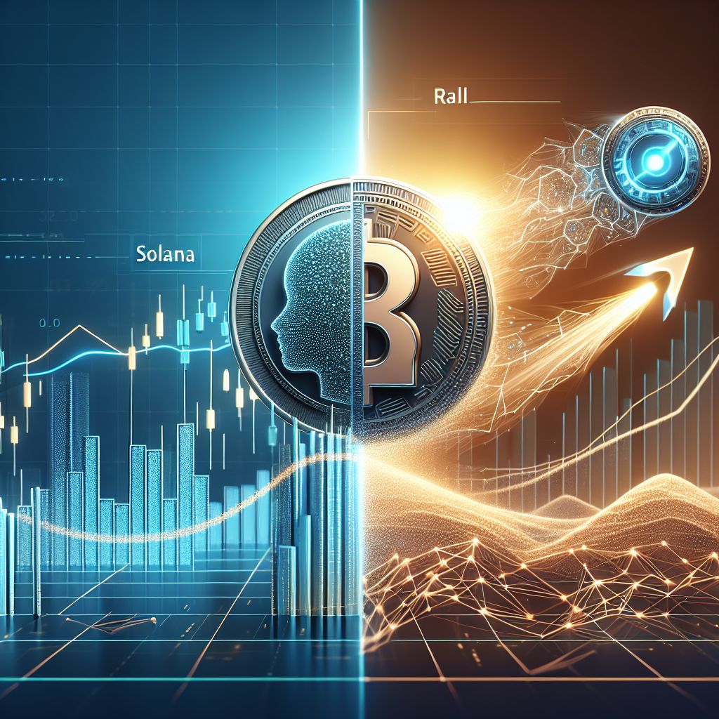 Solana token rallying on chart beside soaring Ozak AI logo