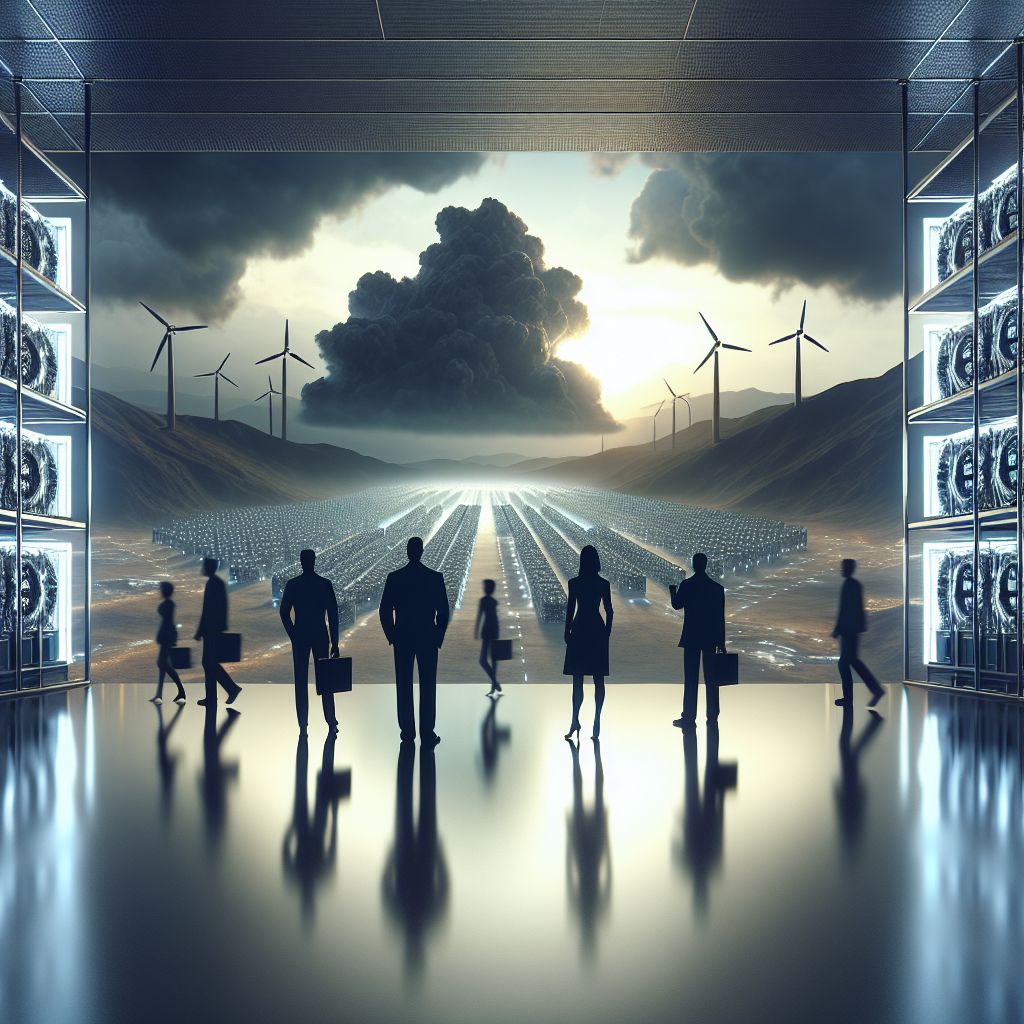 Bitmain executives silhouetted over Bitcoin rigs amid ominous state pressure