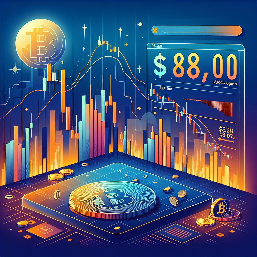 Bitcoin price chart dipping below $88,000 amid looming $28.5B options expiry