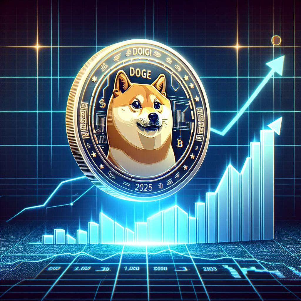Shiba Inu coin over rising 2025 cryptocurrency market chart