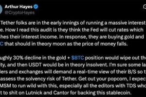 Arthur Hayes warns: A mere 30% dump could push Tether into insolvency!
