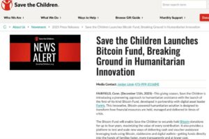 Save the Children and the Bitcoin Fund: A Turning Point in Humanitarian Finance