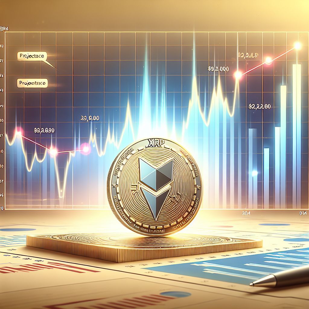 XRP token over chart showing 2024 peak, retracement, and potential rally