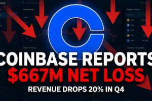 Coinbase Reports $667M Net Loss as Revenue Drops 20% in Q4