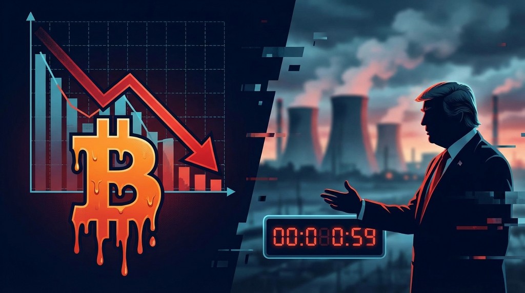 Graph showing Bitcoin price fall after Trump's Iran ultimatum